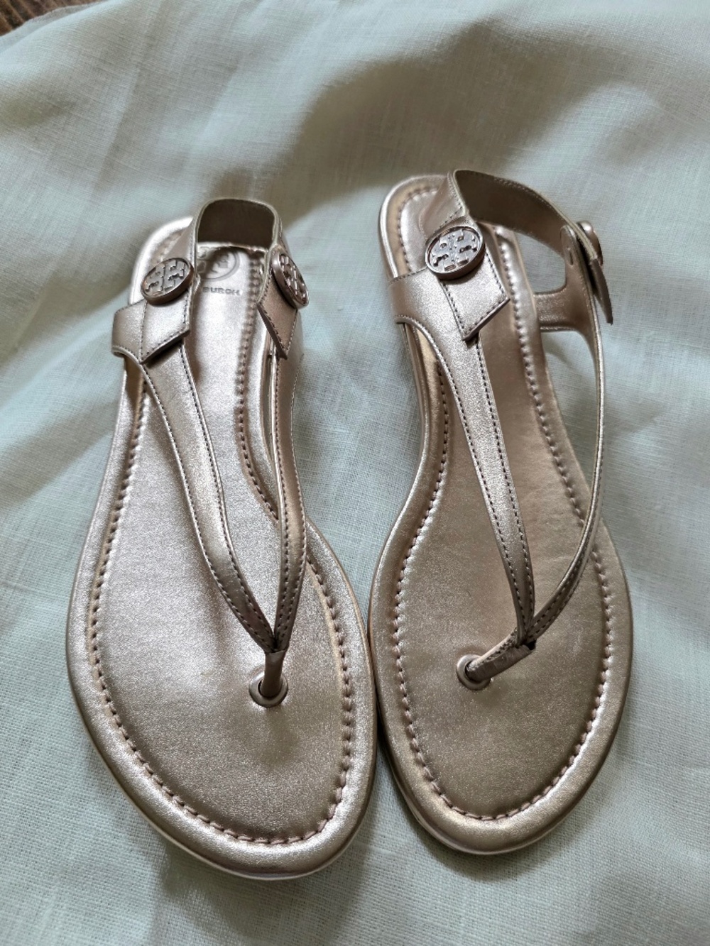 Tory Burch rose gold sandals